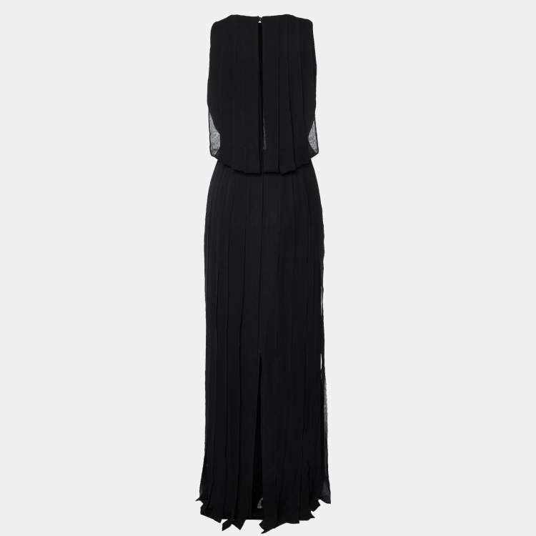 مملوكة مسبقًا Max Mara Black Crepe & Silk Ribbon Detail Amour Maxi Dress S