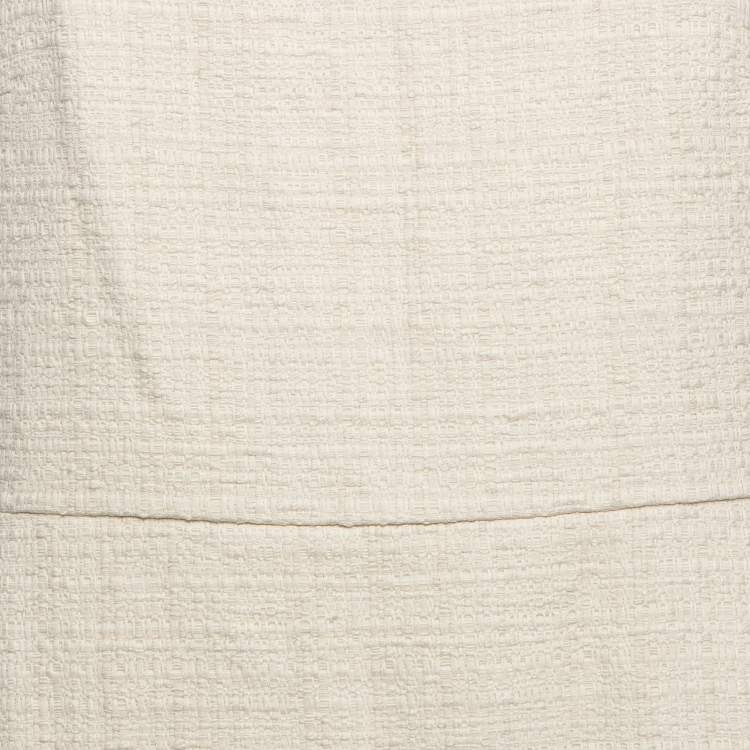 Pre Owned Max Mara Cream Tweed Sleeveless Sheath Dress L