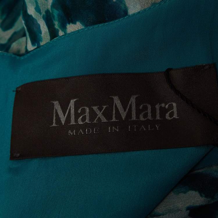 Pre Owned Max Mara Green Animal Printed Silk Sleeveless Maxi Dress S