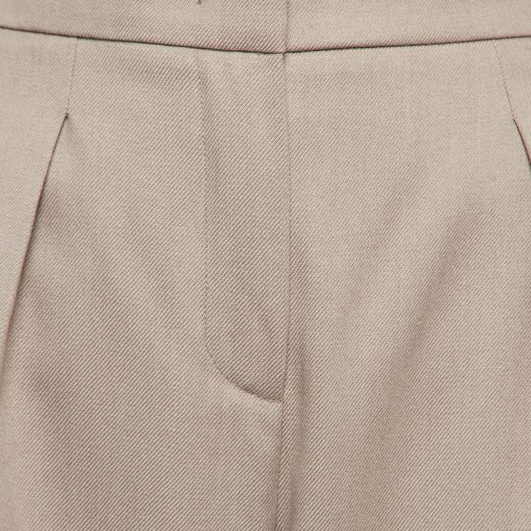 مملوكة مسبقًا Max Mara Beige Virgin Wool Loose Fit Trousers L
