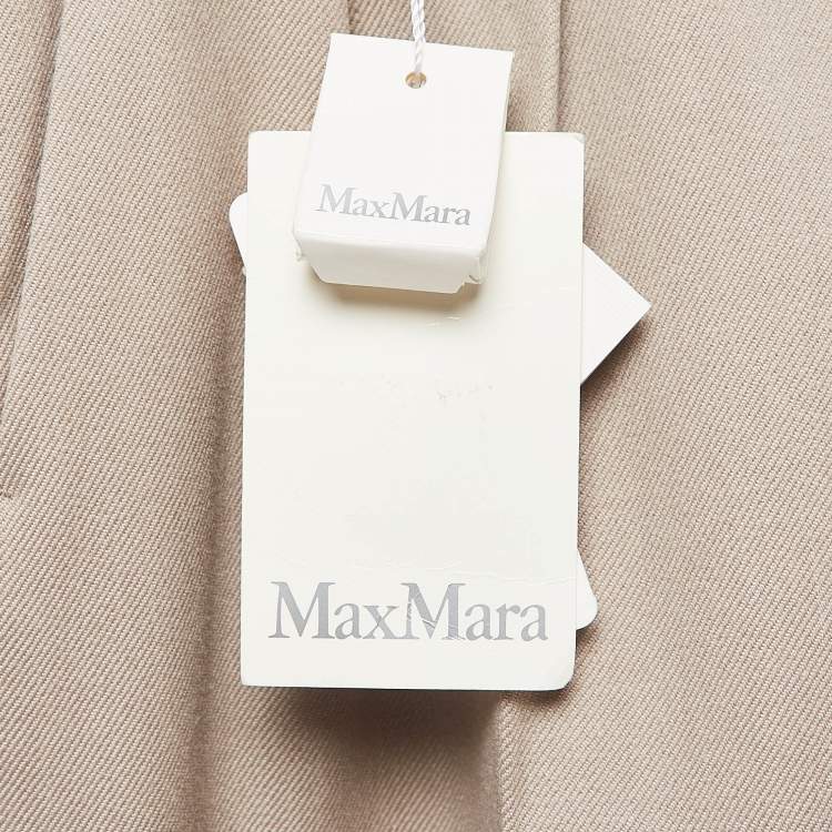 مملوكة مسبقًا Max Mara Beige Virgin Wool Loose Fit Trousers L