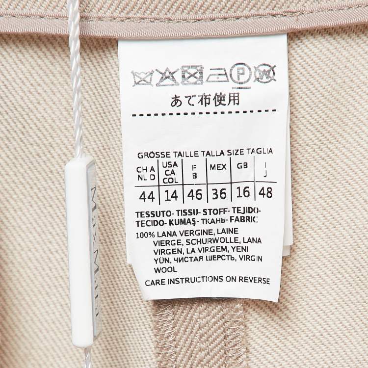 مملوكة مسبقًا Max Mara Beige Virgin Wool Loose Fit Trousers L
