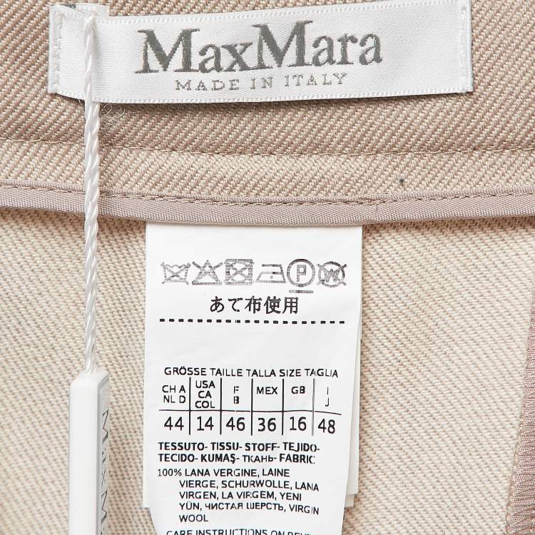 مملوكة مسبقًا Max Mara Beige Virgin Wool Loose Fit Trousers L