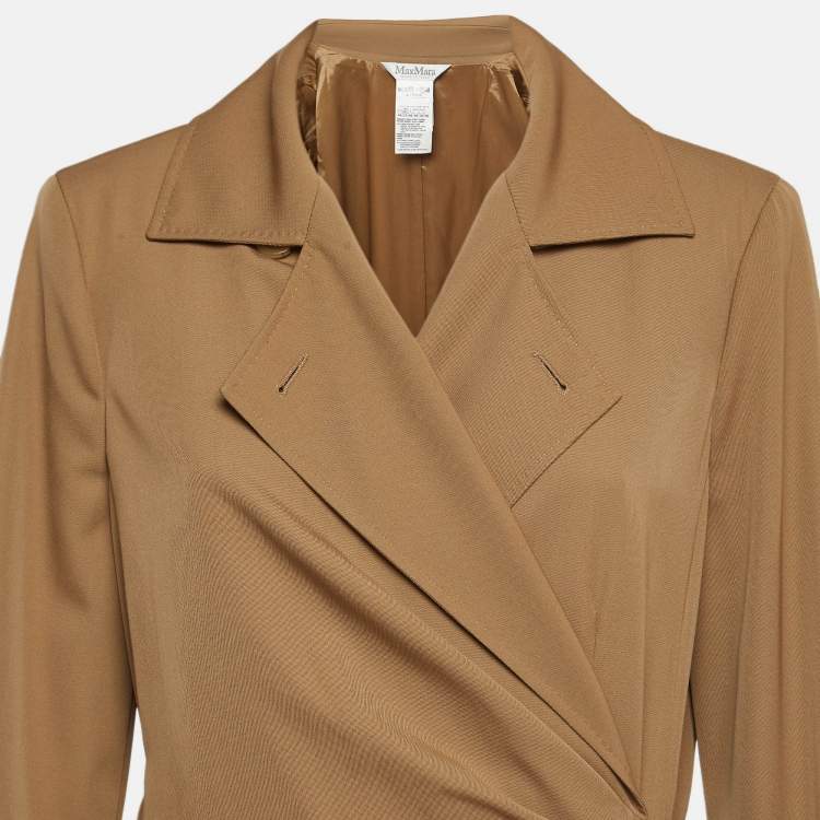 Pre Owned Max Mara Brown Double Breasted Trench Coat L