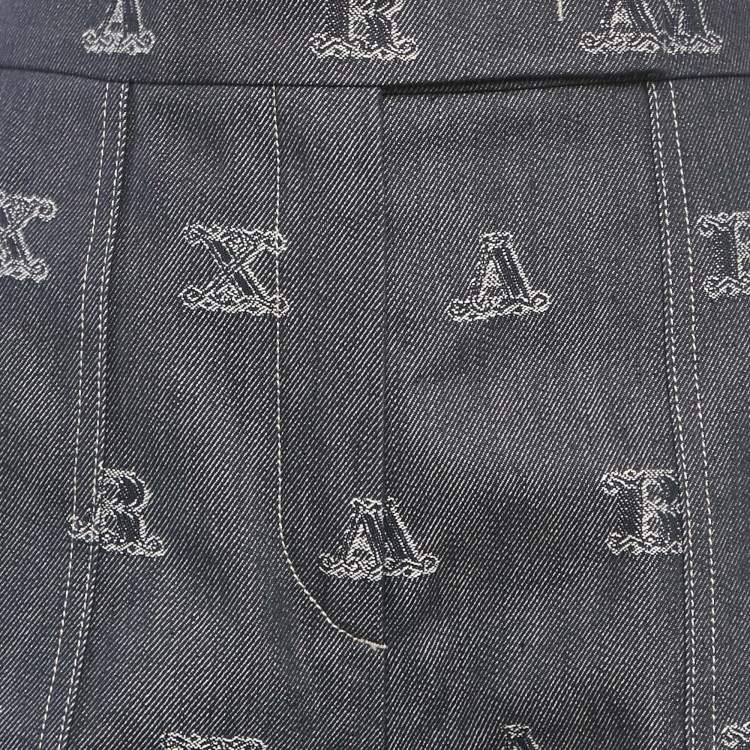 Pre Owned Max Mara Blue  Jacquard Canvas Shorts M