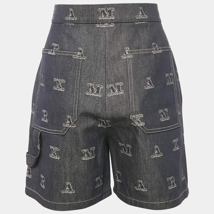 Pre Owned Max Mara Blue  Jacquard Canvas Shorts M