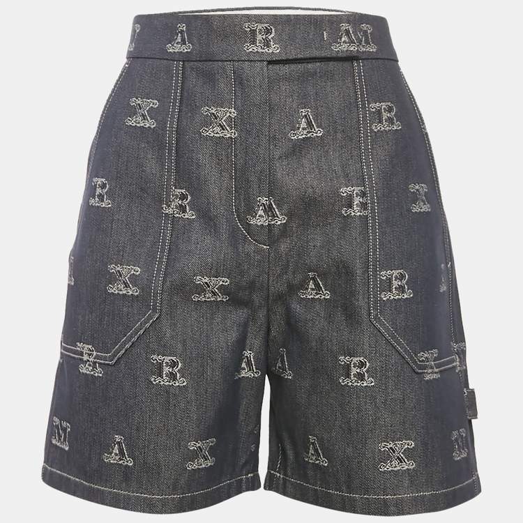 Pre Owned Max Mara Blue  Jacquard Canvas Shorts M
