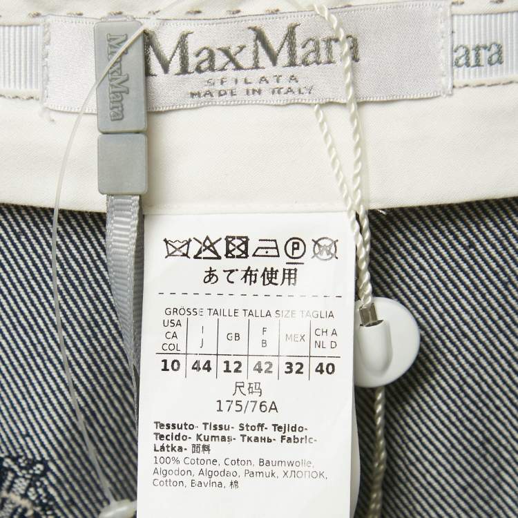 Pre Owned Max Mara Blue  Jacquard Canvas Shorts M