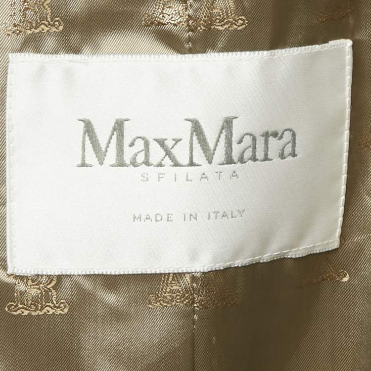 Pre Owned Max Mara Sfilata Khaki Green Gabardine Double Breasted Peonie Coat S