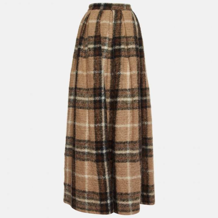 Pre Owned Max Mara Sfilata Brown Plaid Maxi Skirt M