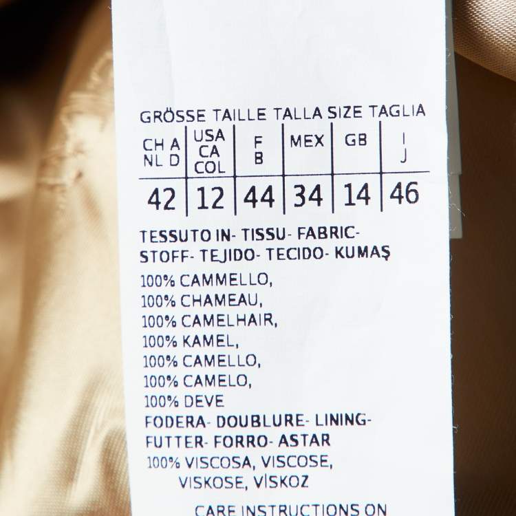 Pre Owned Max Mara Sfilata Brown Camel Hair Long Coat L