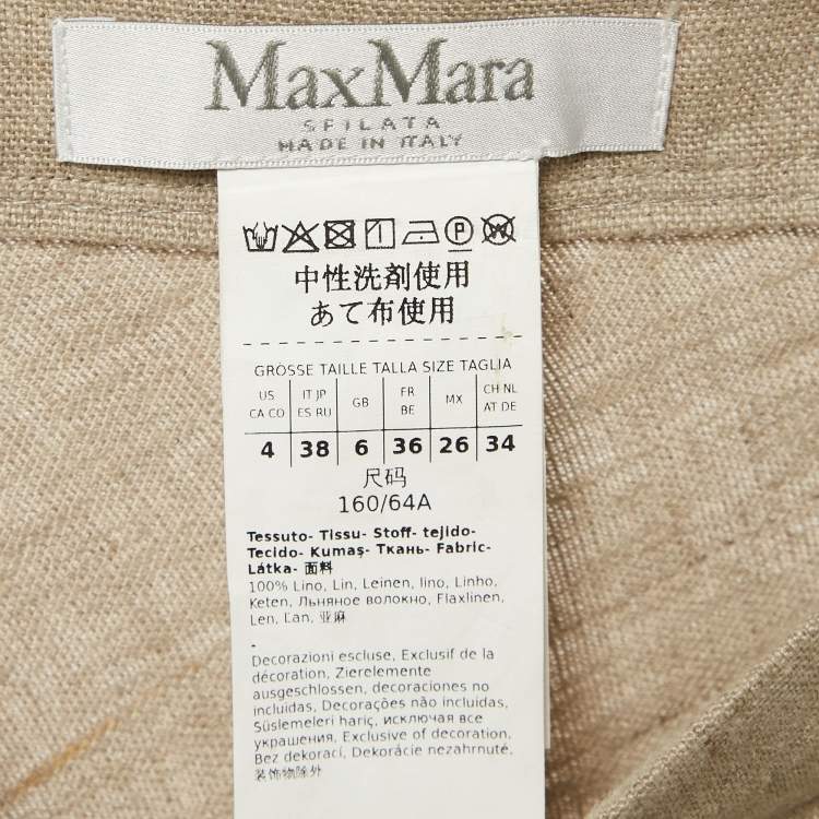 Pre Owned Max Mara Sflilata Beige Linen Flared Maxi Skirt S