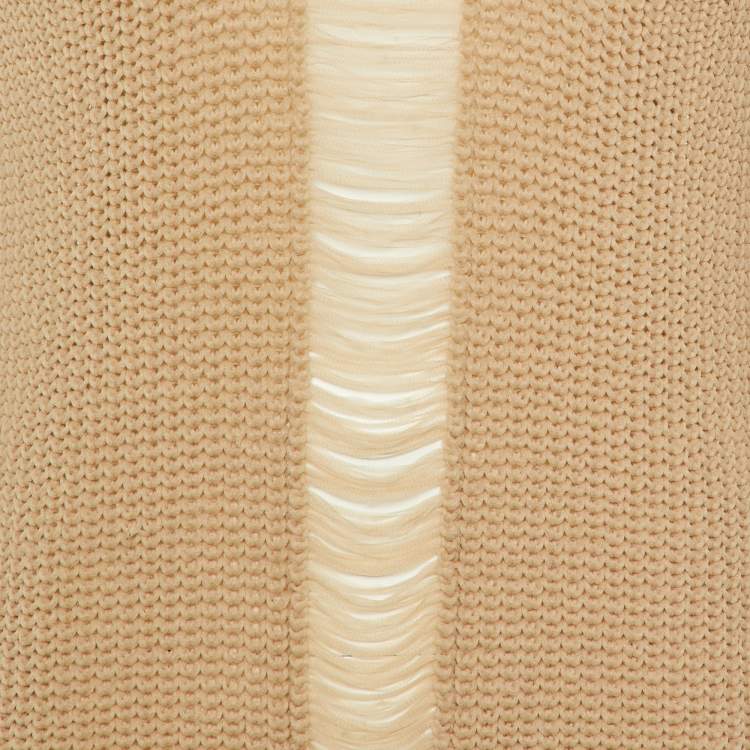 Pre Owned Max Mara Sfilata Beige Nylon Knit Ripped Sweater M