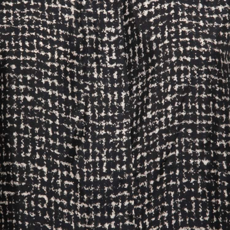 Pre Owned Max Mara Sfilata Black Printed Silk Concealed Button Shirt S