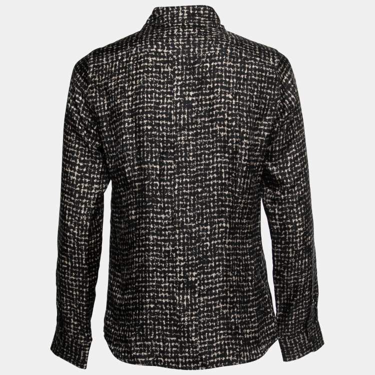 Pre Owned Max Mara Sfilata Black Printed Silk Concealed Button Shirt S