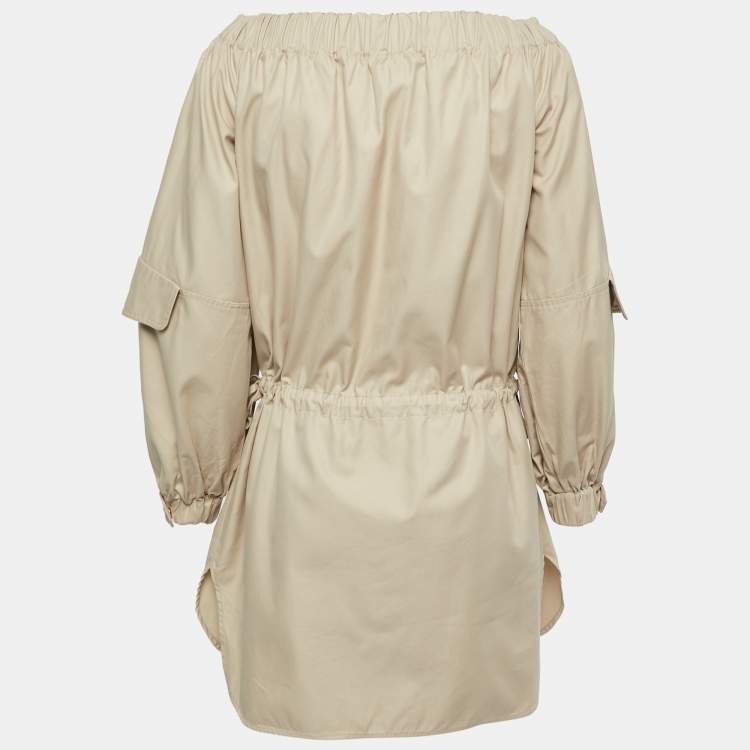 Pre Owned Max Mara Sfilata Beige Cotton Off Shoulder Pocket Detail Mini Dress S