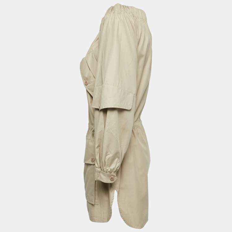 Pre Owned Max Mara Sfilata Beige Cotton Off Shoulder Pocket Detail Mini Dress S