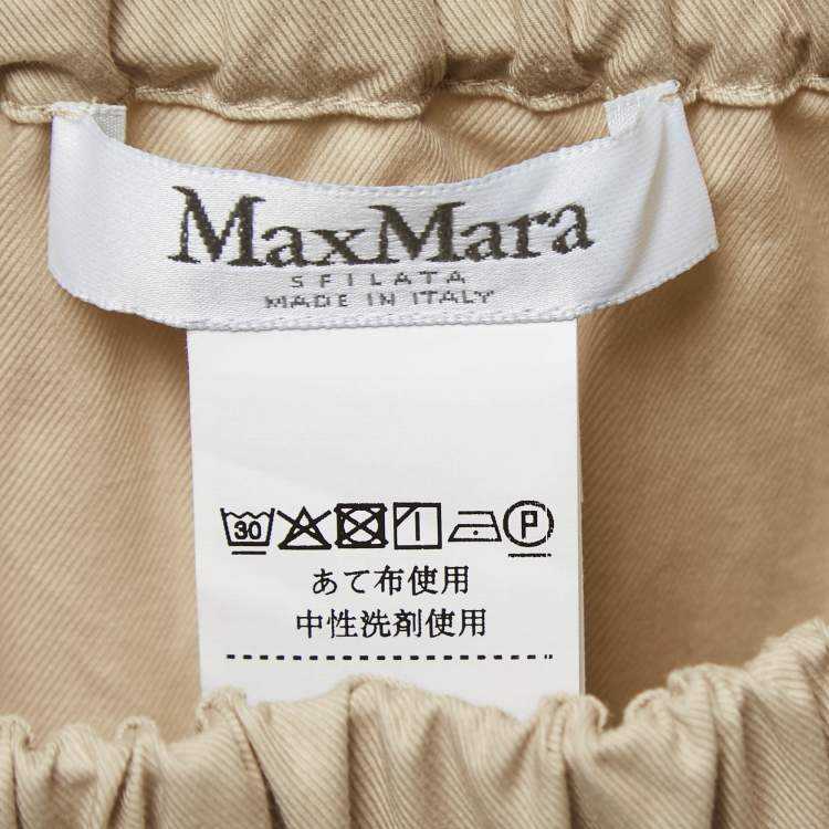 Pre Owned Max Mara Sfilata Beige Cotton Off Shoulder Pocket Detail Mini Dress S