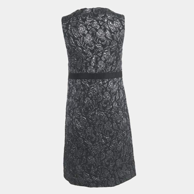 Pre Owned Max Mara Studio Black Jacquard Sleeveless Mini Dress M