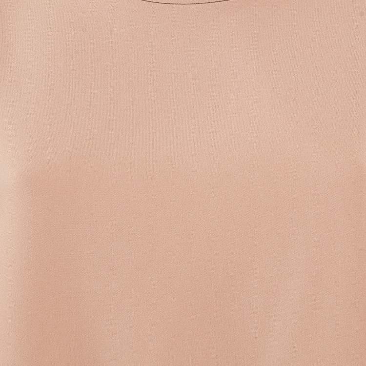 Pre Owned Max Mara Studio Dark Beige Crepe Lace Trimmed Top L