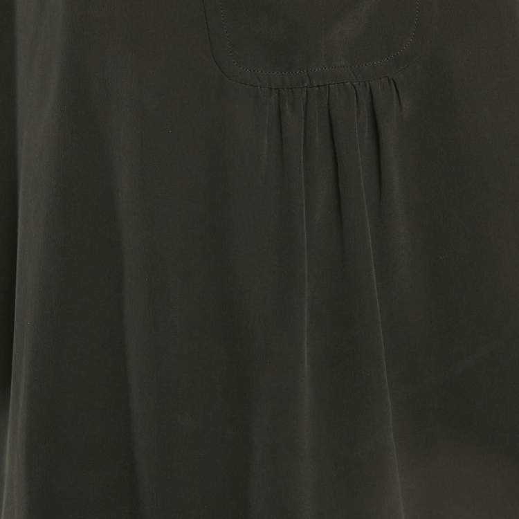 Pre Owned Max Mara Studio Black Silk Tie-Up Neck Blouse S