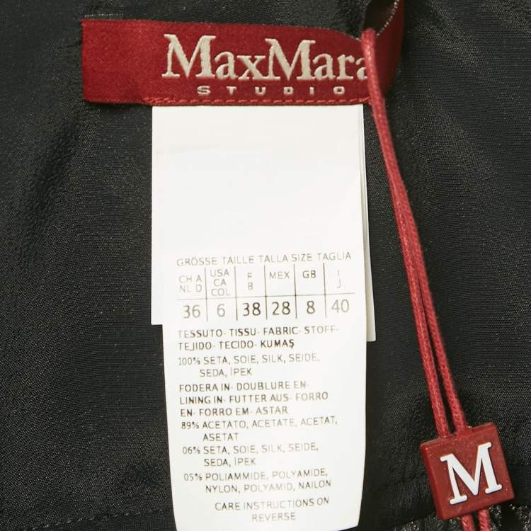 Pre Owned Max Mara Studio Black Silk Tie-Up Neck Blouse S