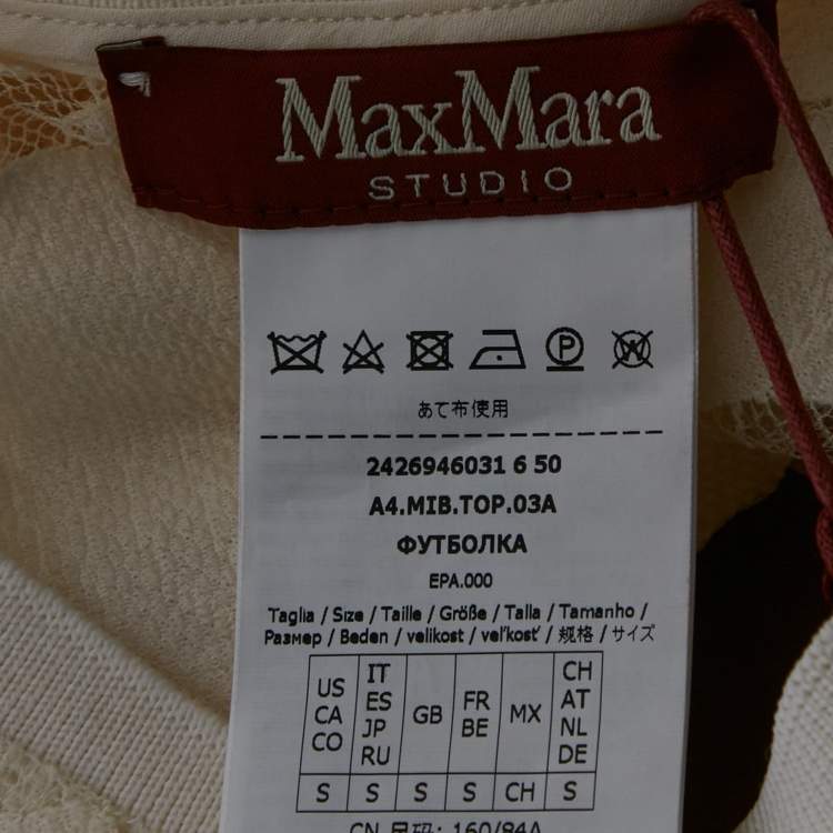 Pre Owned Max Mara Studio Cream Lace Sheer Top S
