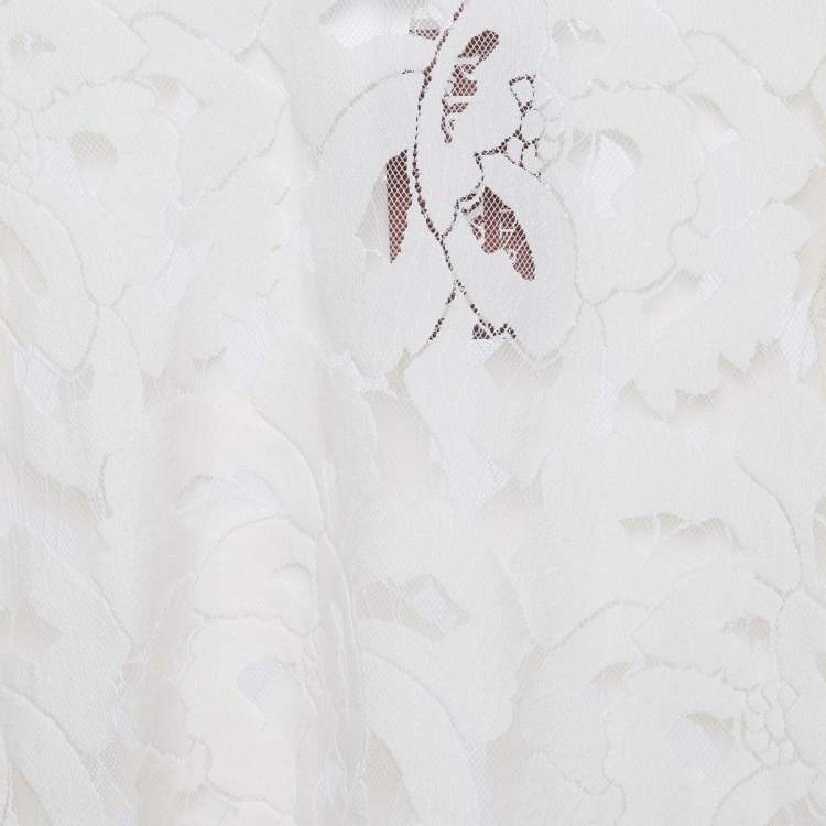 Pre Owned Max Mara Studio Cream Lace Sheer Top S