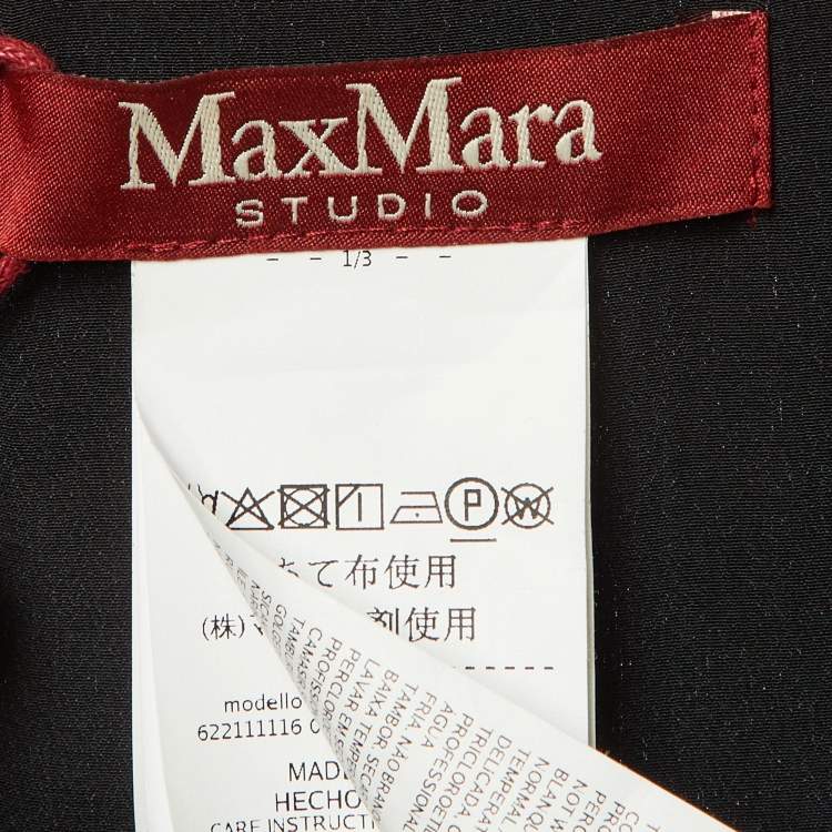 Pre Owned Max Mara Studio Black Silk Balzac Maxi Dress M