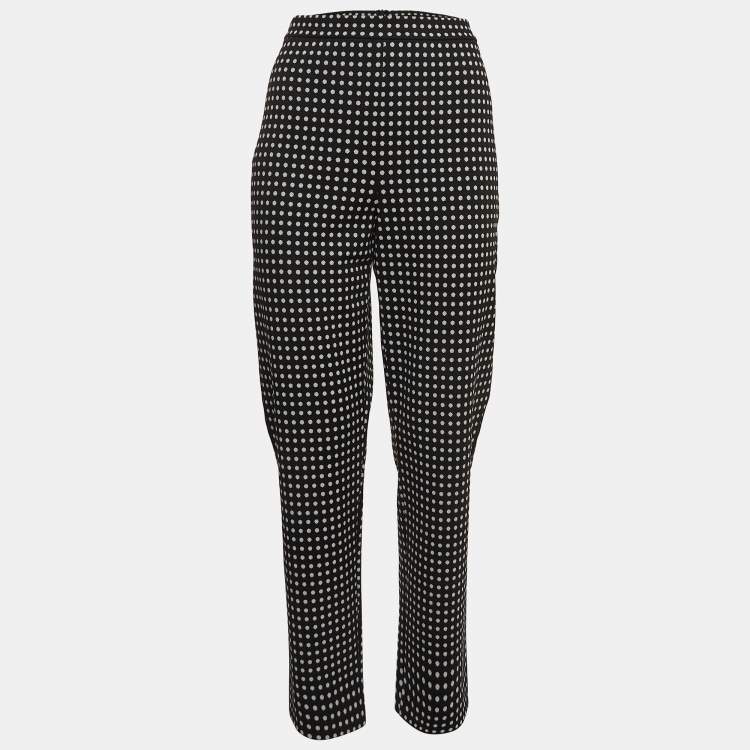 Pre Owned Max Mara Studio Black Print Stretch Knit Pants L