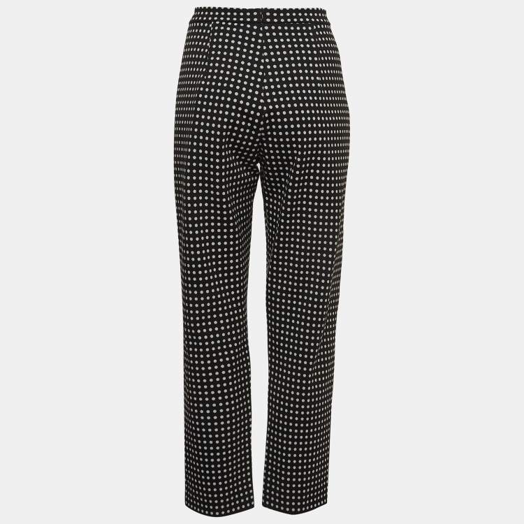 Pre Owned Max Mara Studio Black Print Stretch Knit Pants L