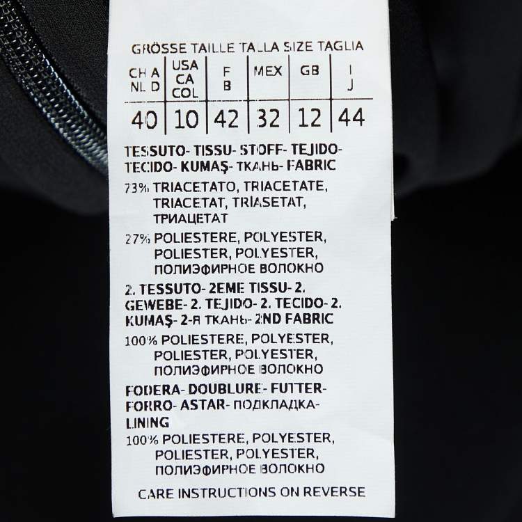 Pre Owned Max Mara Studio Black Crepe Contrast Pleated Asymmetric Dress M