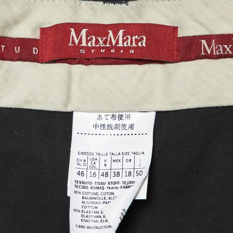 Pre Owned Max Mara Studio Black Cotton Tailored Trousers XL