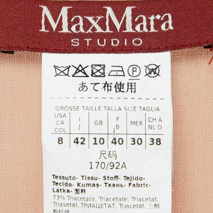 Pre Owned Max Mara Studio Light Brown Crepe Draped Neck Top M