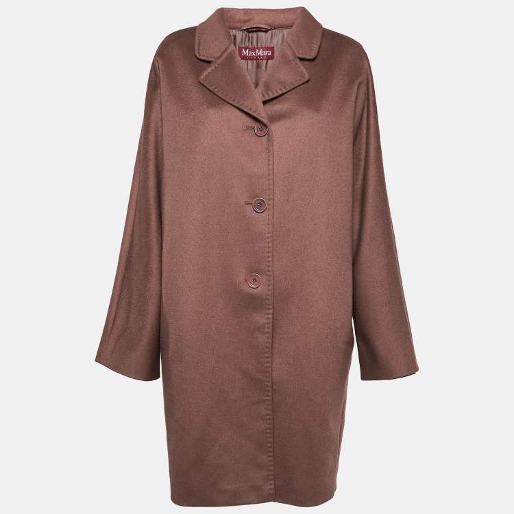 Pre Owned Max Mara Studio Dusty Pink Wool Long Coat XL