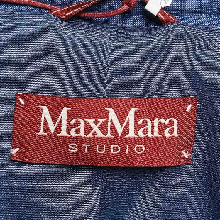 Pre Owned Max Mara Studio Blue Wool Tailored Pants Suit S