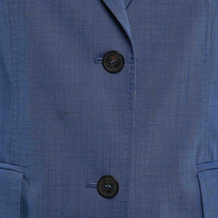 Pre Owned Max Mara Studio Blue Wool Tailored Pants Suit S