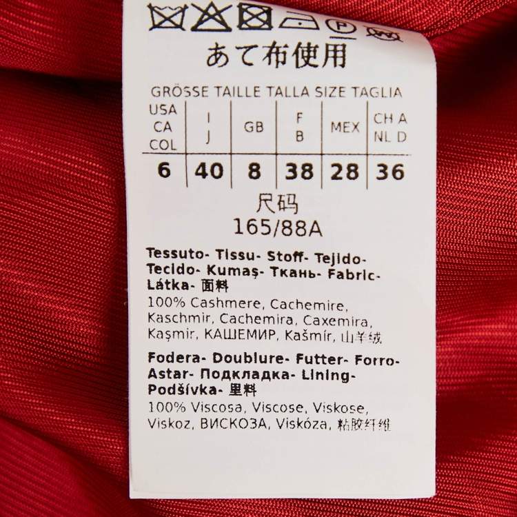 Pre Owned Max Mara Studio Red Cashmere Open Front Hooded Long Coat S