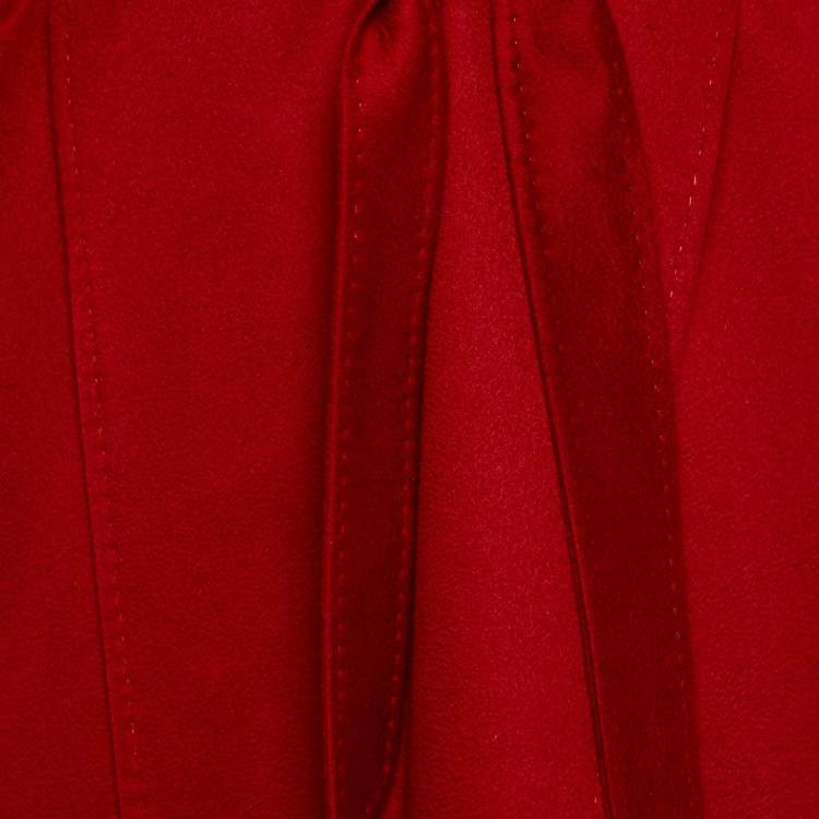 Pre Owned Max Mara Studio Red Cashmere Open Front Hooded Long Coat S