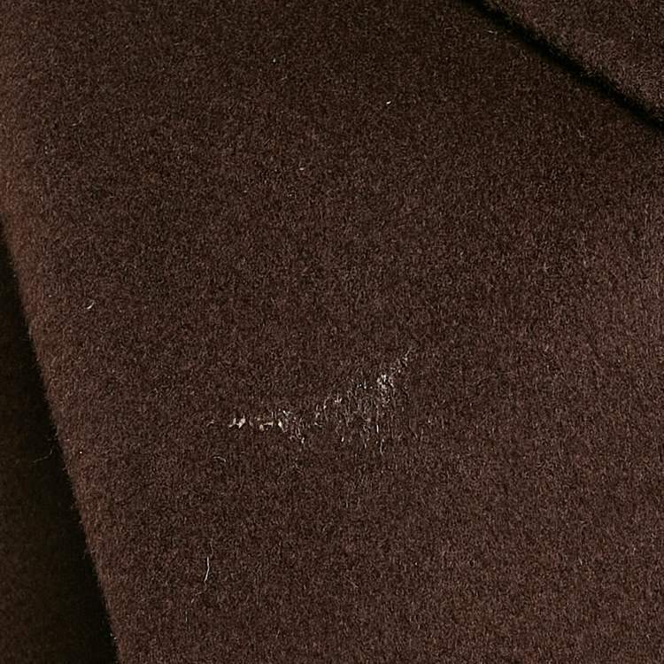 Pre Owned Max Mara Studio Brown Virgin Wool and Cashmere Open Front Belted Long Coat S
