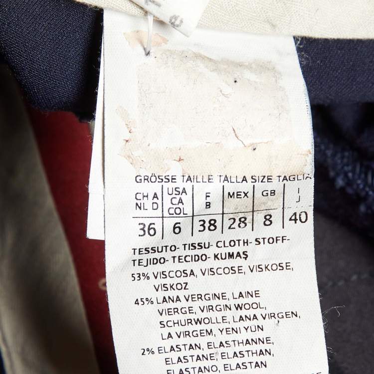 Pre Owned Max Mara Studio Navy Blue Wool Blend Tapered Trousers S
