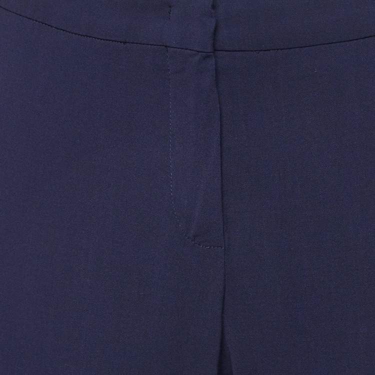 Pre Owned Max Mara Studio Navy Blue Wool Blend Tapered Trousers S