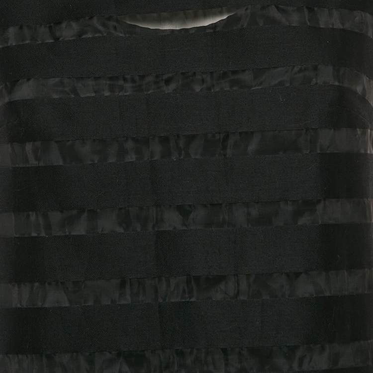 Pre Owned Max Mara Studio Black Striped Cotton Blend Sleeveless Short Dress M