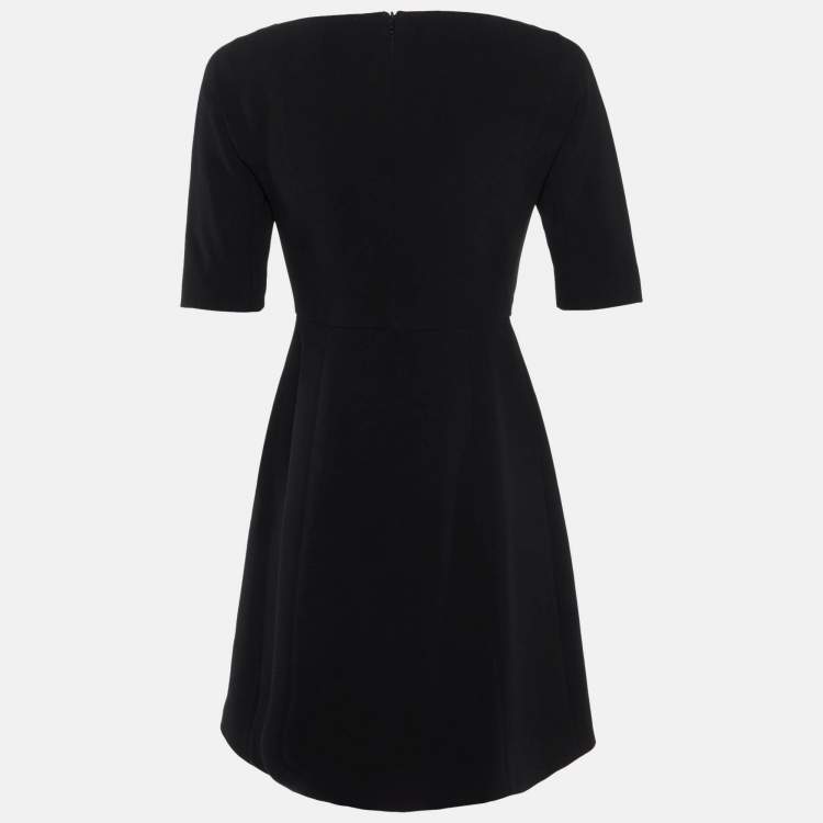 Pre Owned Max Mara Studio Black Crepe Pleated Short Dress M