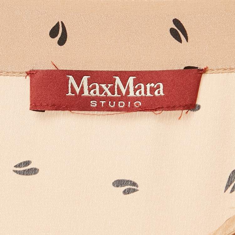 Pre Owned Max Mara Studio Peach Printed Silk Pleated Shorts Dress M