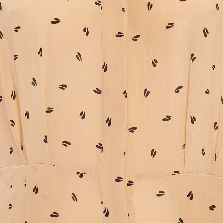 Pre Owned Max Mara Studio Peach Printed Silk Pleated Shorts Dress M