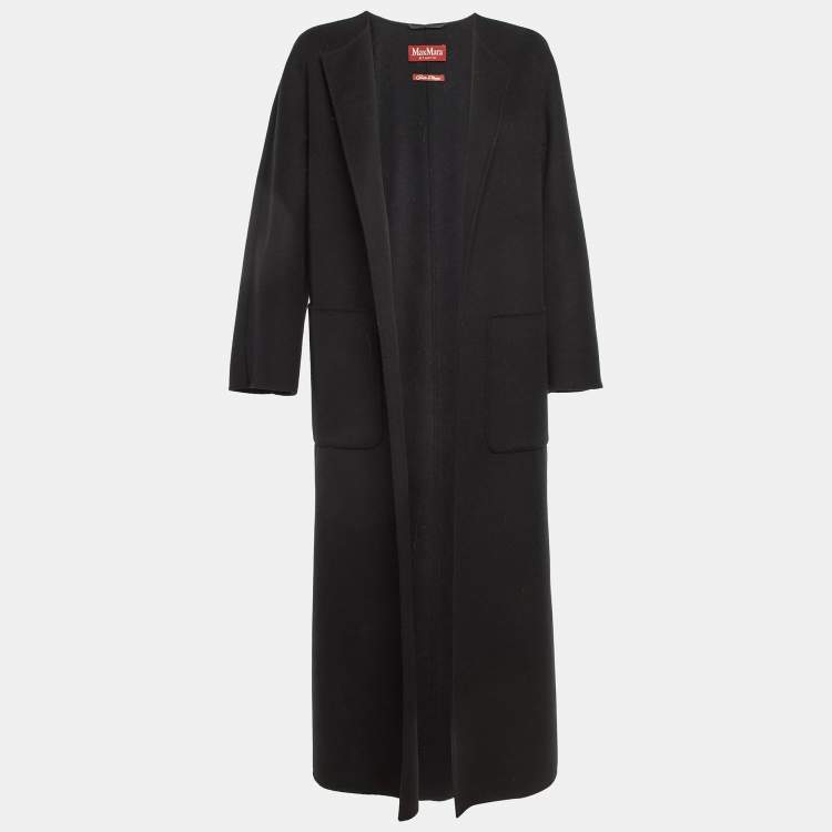 Pre Owned Max Mara Studio Black Wool Open Front Coat M
