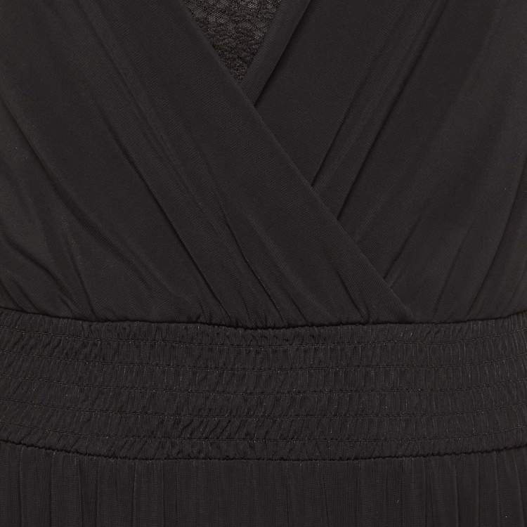 Pre Owned Max Mara Studio Black Jersey & Lace trim Sleeveless Maxi Dress S