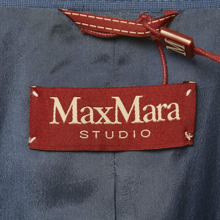 Pre Owned Max Mara Studio Blue Wool Tailored Pants Suit S