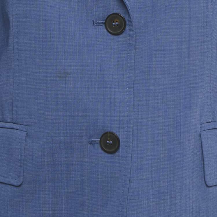 Pre Owned Max Mara Studio Blue Wool Tailored Pants Suit S